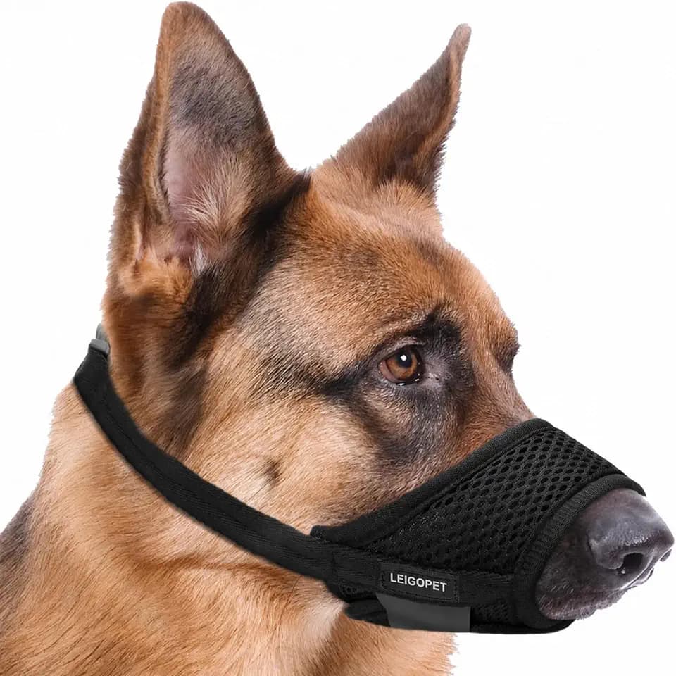 Dog Muzzle for Large Dogs, Breathable Mesh, Black, L