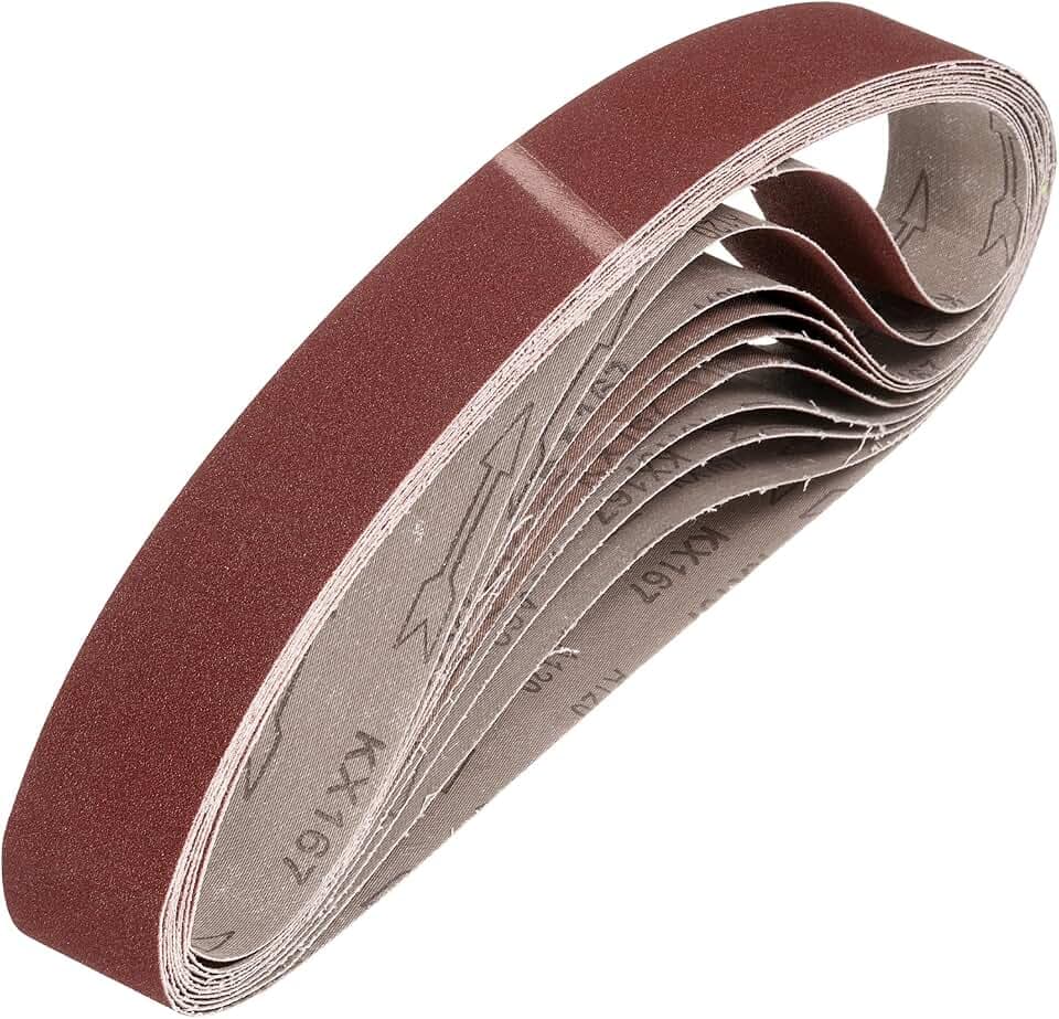 HARFINGTON 1-1/2 x 30 Inch Sanding Belts, 10 Pcs 120 Grits Aluminum Oxide Abrasive Belt Sander File Belt for Woodworking, Metal Polishing, Knife Sharpener