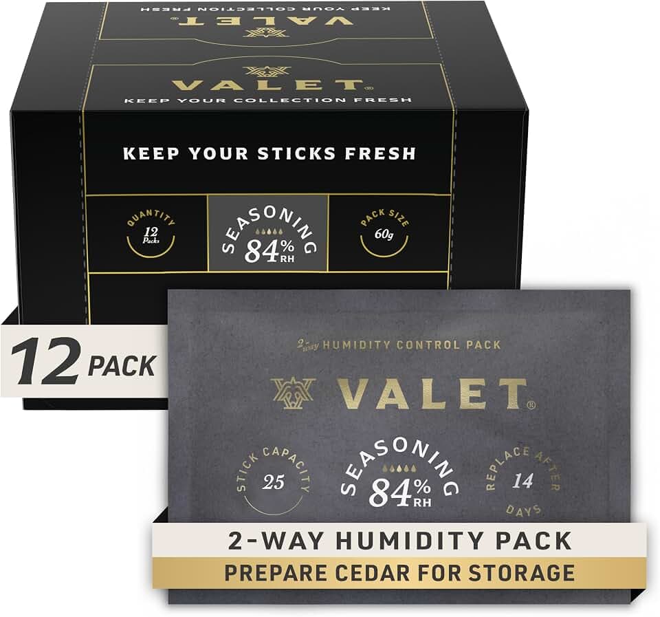 Valet 84% Two-Way Humidity Packs 12-Pack (60g) for Wood Container Prep