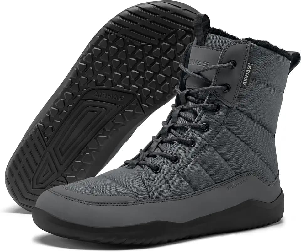 Men's Winter Barefoot Boots Barefoot Snow Boots with Wide Toe Box Zero Drop Sole Warm Water Repellent Minimalist Sneakers