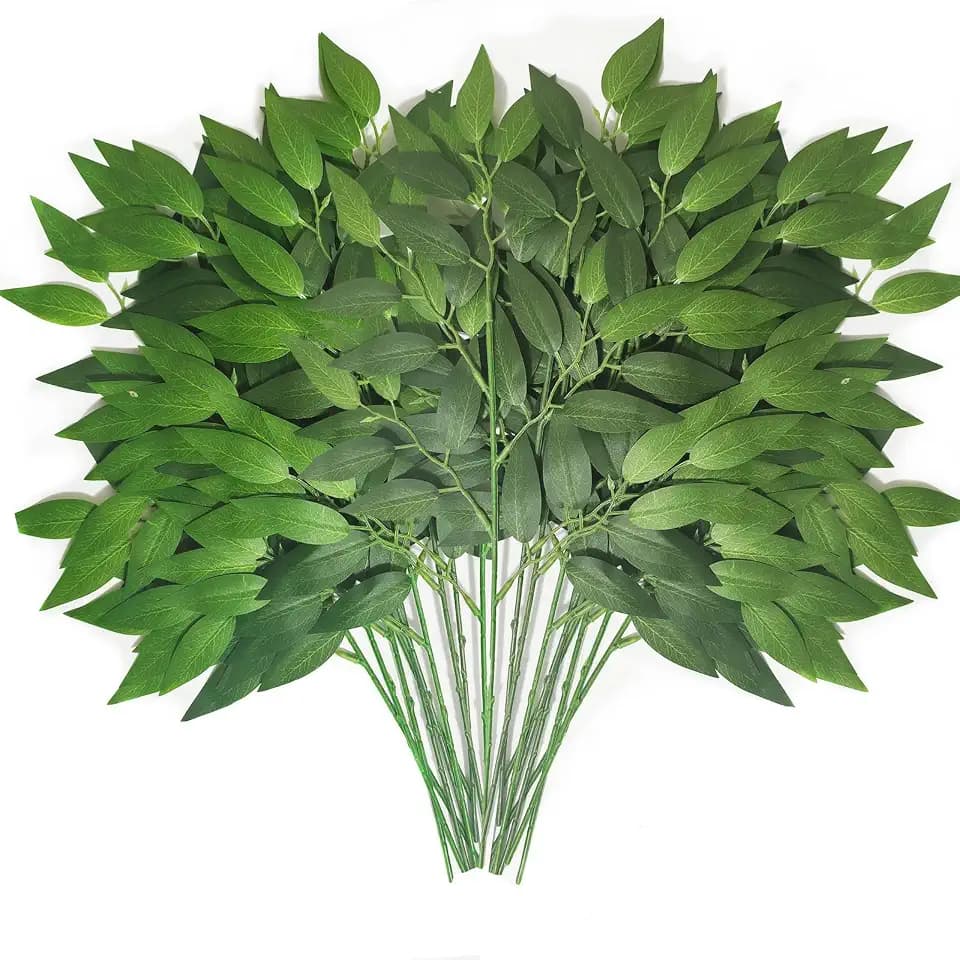 60Pcs Italian Ruscus Greenery Stems 18" Artificial Silk Greenery Leaves for DIY Bouquet Filler Table Centerpieces Home Indoor Decor