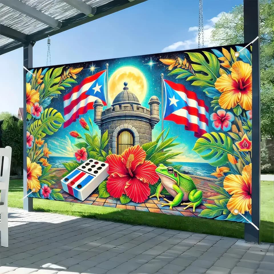 BlissYard Puerto Rico Flag Banner 71x43 in Caribbean Festival Decor
