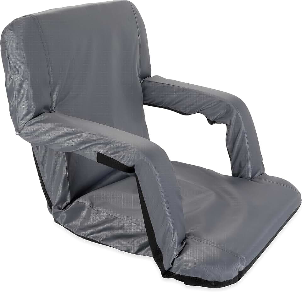 Camco Portable Reclining Stadium Seat, 16 x 20 In, Grey, 53101