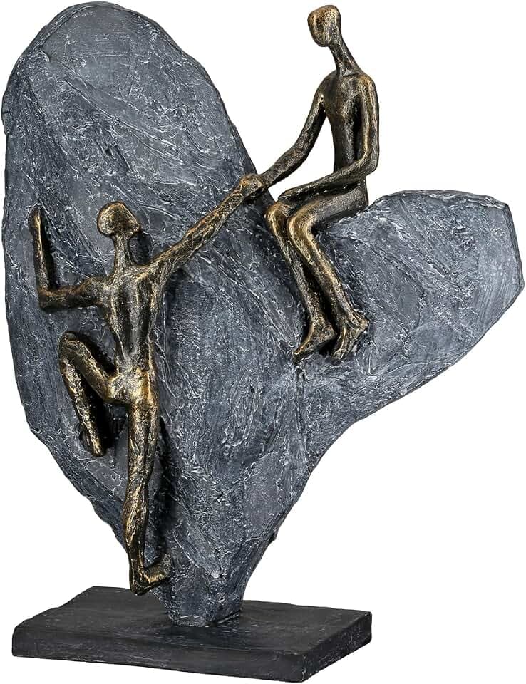 Casablanca Skulptur Heart of Stone, Deko Figur Bronze, Grau, Kunstharz Statue Wohnzimmer, Büro Dekoration H. 29,7 cm x B. 9,7 cm - Moderne Skulpturen Couple, Liebe, Hochzeit, Valentinstag