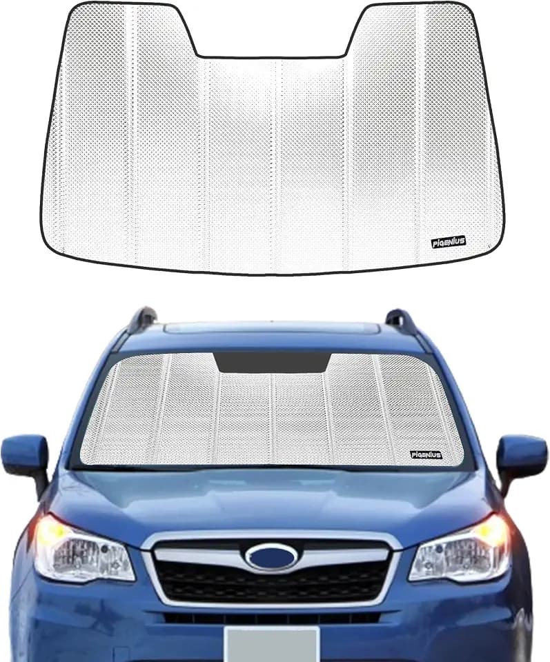 Pigenius Windshield Sun Shade for Subaru Forester 2019-2021 with Eyesight Driver Assist. Reflective Aluminum Film Front Window Sunshade - BLAZBLOCK