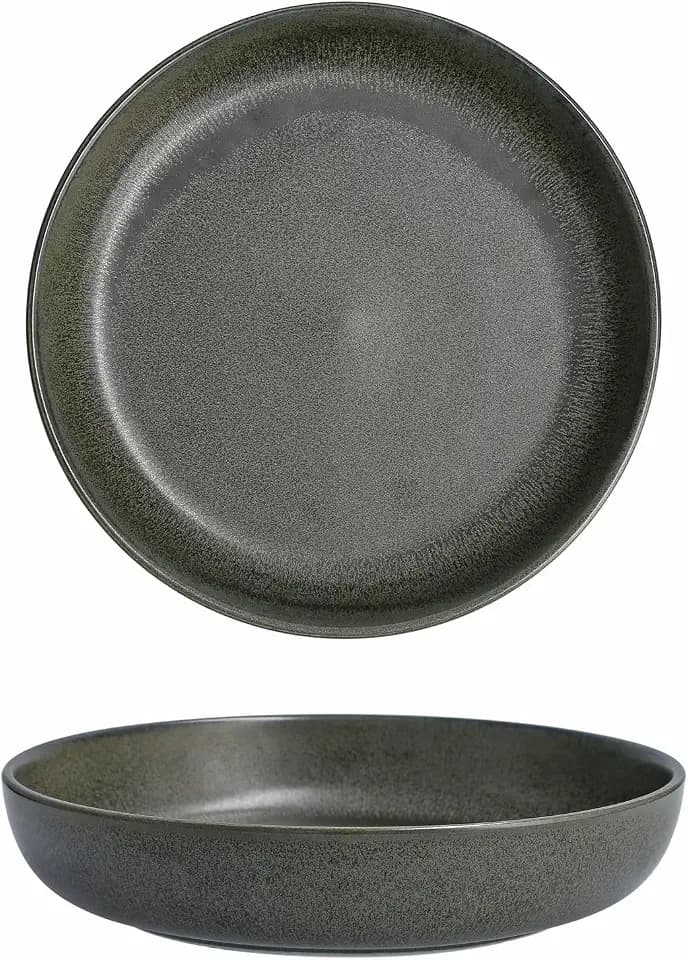 Fortessa Sound Stoneware, 8.5" Coupe Pasta Bowl (Set of 4), Forest