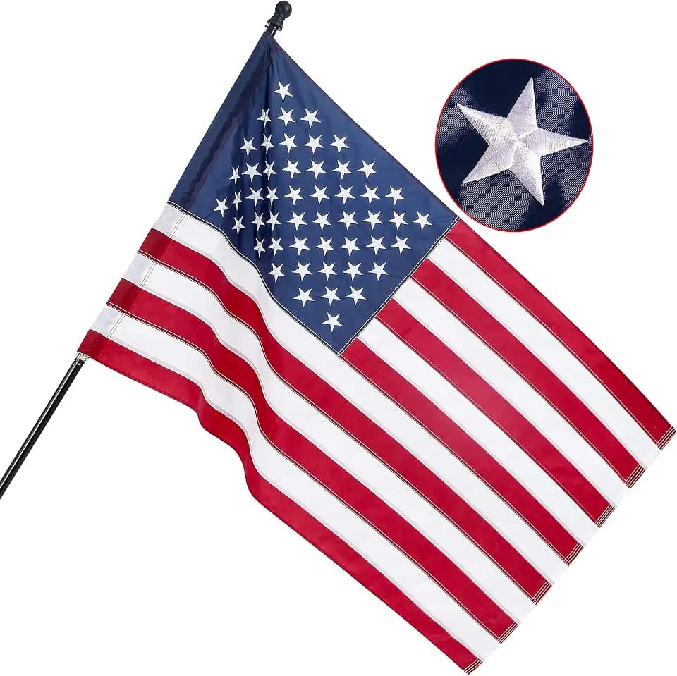 American Flag 3x5 ft Pole Sleeve: Long Lasting Heavy Duty Nylon US Flags