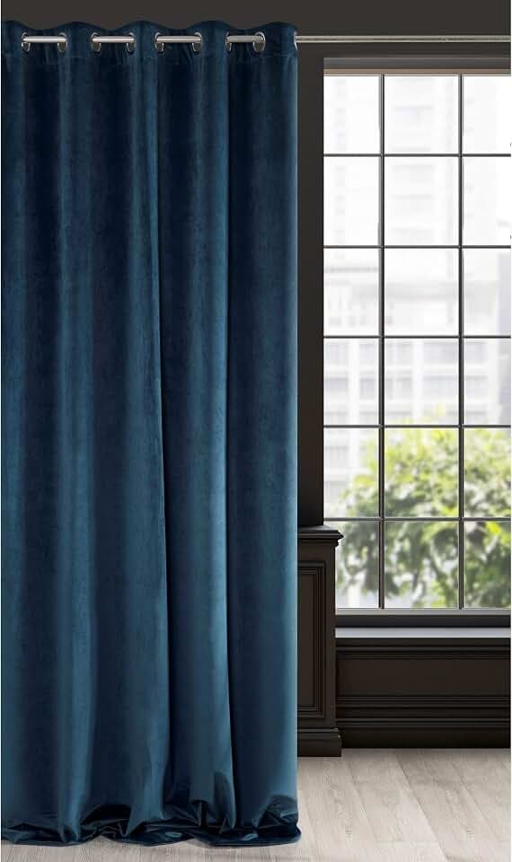 Eurofirany RIA Blickdicht Samtvorhang mit Ösen -1 Stk. Einfarbig Thermogardine, Verdunklungsgardine, Wohnzimmer, Schlafzimmer, Lounge, 290 g/m2, 140x250 cm, Marineblau