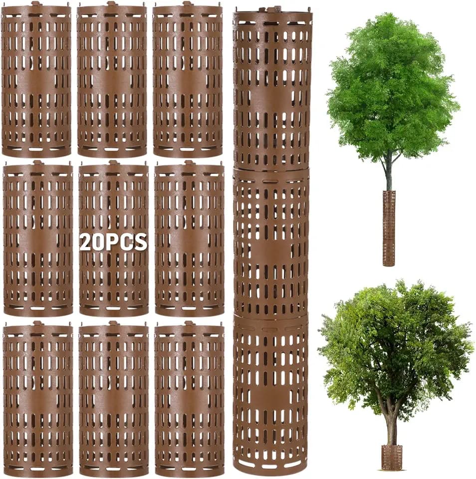 20 Pack Plant Tree Guard Protector, Tree Trunk Protector Around Trunk Bark, Saplings, and Vines, Expandable Mesh Tree Bark Protector 15 Inches Tall, Protect from Trimmers, Mowers, and Animals