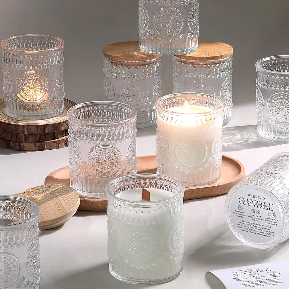DARJEN 10 Pcs 8oz Glass Candle Jars with Lids, Candle Tins-Clear