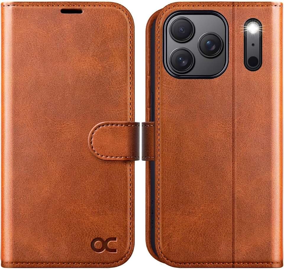 OCASE for iPhone 18 Pro/ 17 Pro Wallet Case, Card Holder, Brown