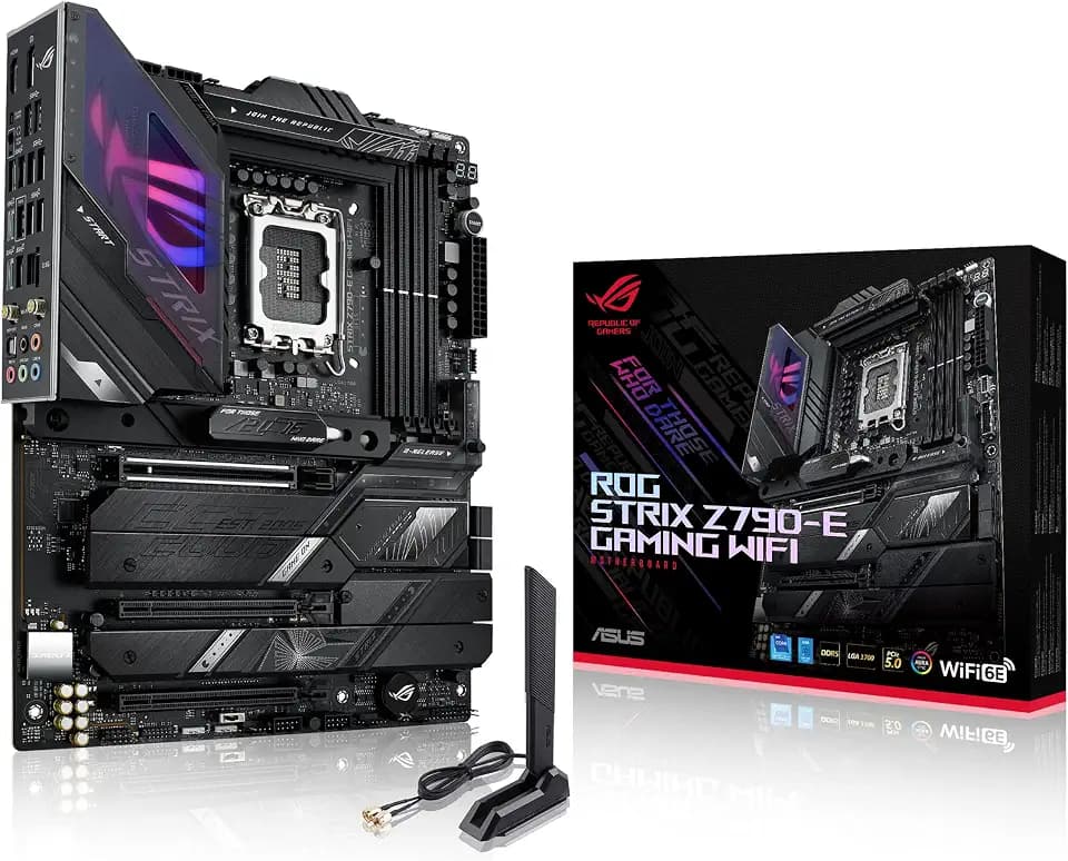 ASUS ROG Strix Z790-E Gaming WiFi 6E LGA 1700(Intel 14th,13th&12th Gen) ATX gaming motherboard(PCIe 5.0, DDR5,18+1 power stages,2.5 Gb LAN,Thunderbolt 4,5xM.2, 1xPCIe 5.0 M.2,Front panel USB 3.2 port)