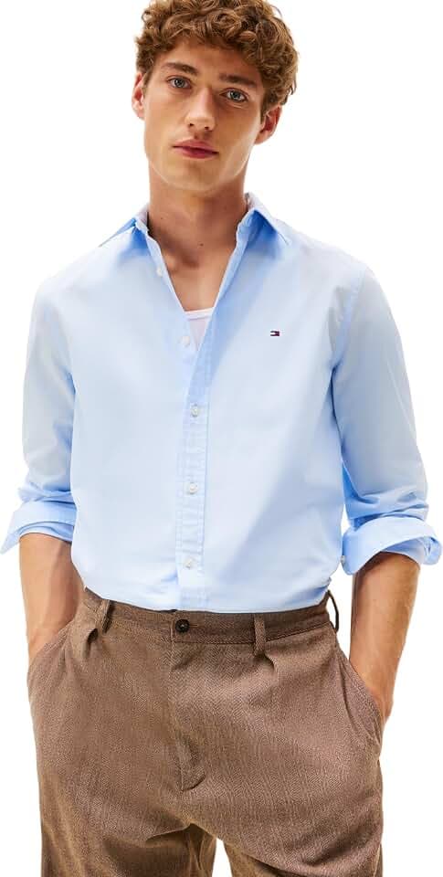 Tommy Hilfiger Herren Hemd Flex Poplin Kent Collar Businesshemd