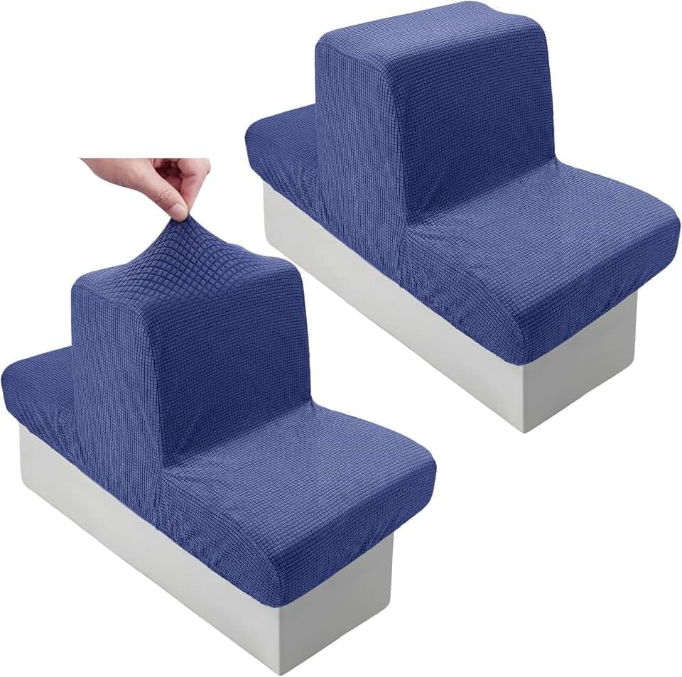 2 Sets Back to Back Boat Seat Covers for Boat Lounge, Navy Blue