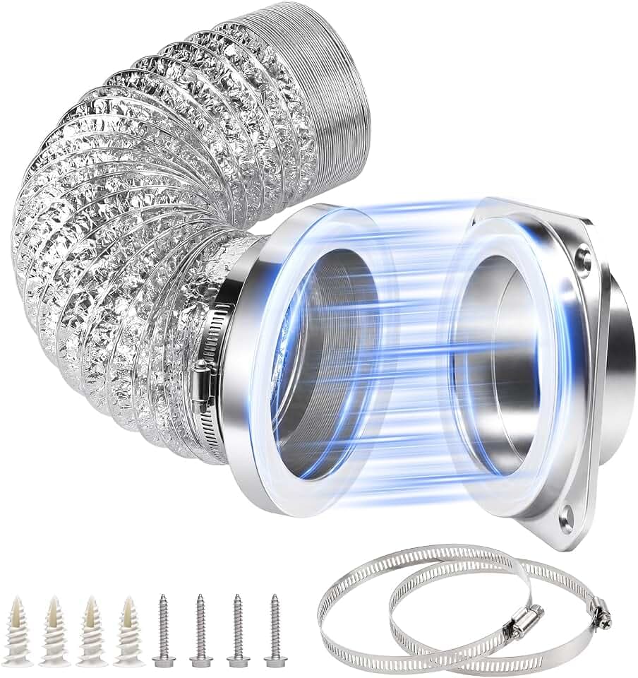 Magnetic Dryer Vent Coupling Kit DV180-4 Inch Quick Connect Magnetic Dryer Vent Connector with 2.6ft Aluminum Hose, Airtight Seal, Fire Safe Material, Easy Clean for Tight Spaces