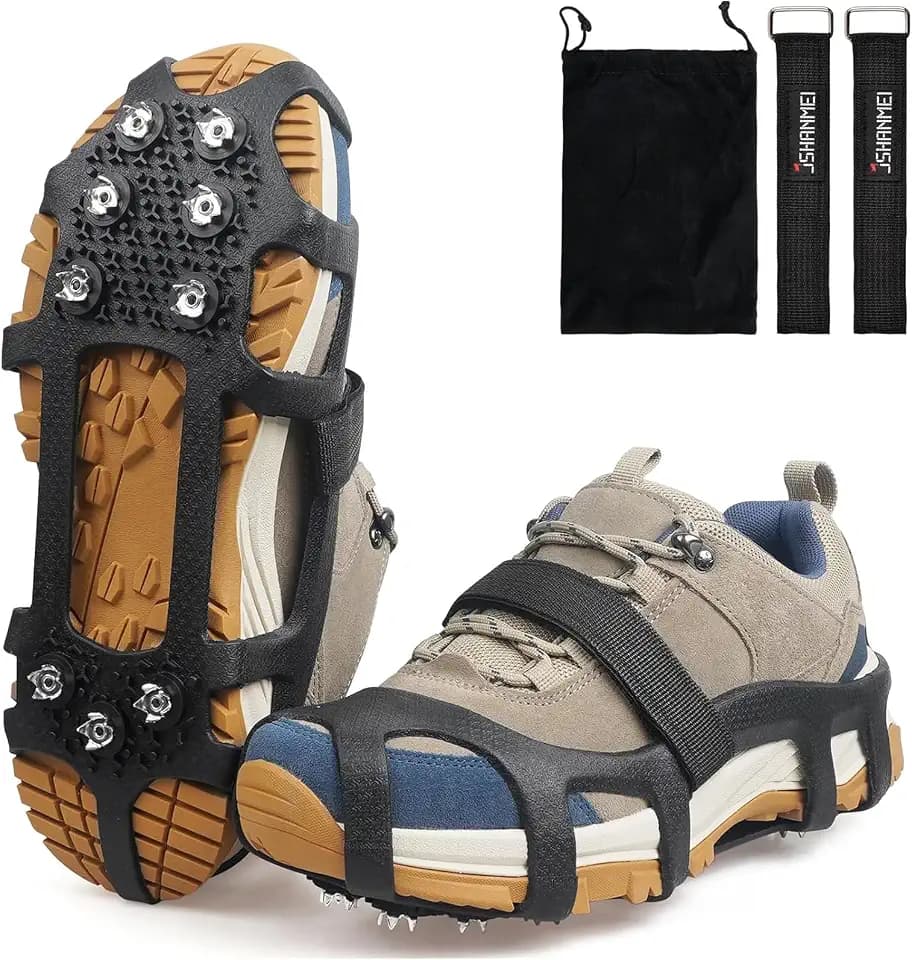 Steigeisen für Schuhe und Stiefel, rutschfeste Eisschnee-Griffe, 9 Zähne, Eis-Greifer, Schuhspikes, Gehen, Traktion, Stollen für Eis, Schnee, Winter, Wandern, Klettern, Eisangeln