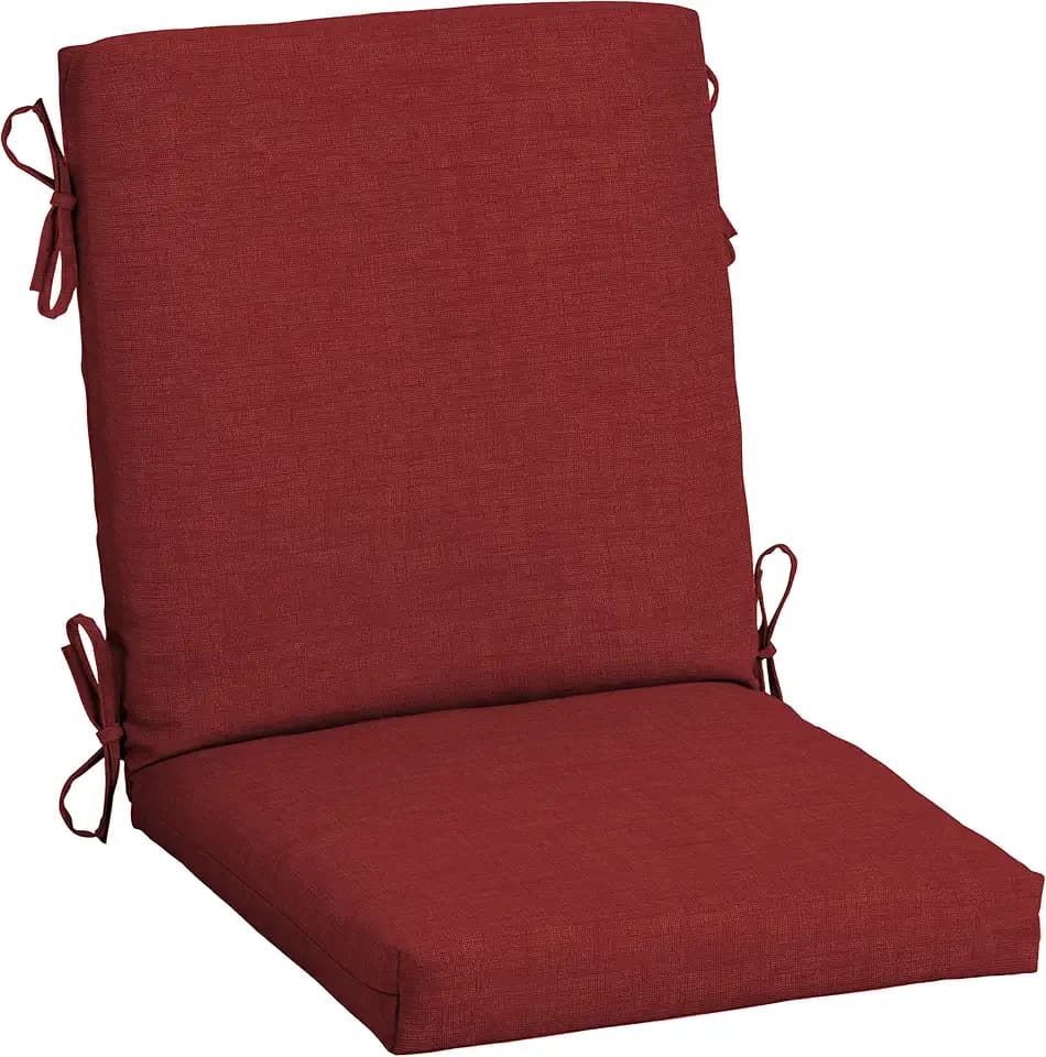 Arden Outdoor Midback Chair Cushion, 18 x 16.5, Water Repellent, Fade Resistant 18 x 16.5, Ruby Red Leala