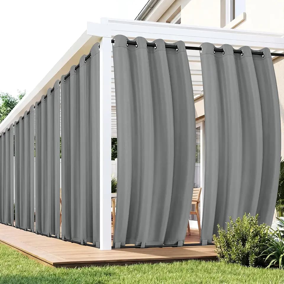 Gazebo Curtains Outdoor Waterproof 6 Panels, Porch Sun Shade