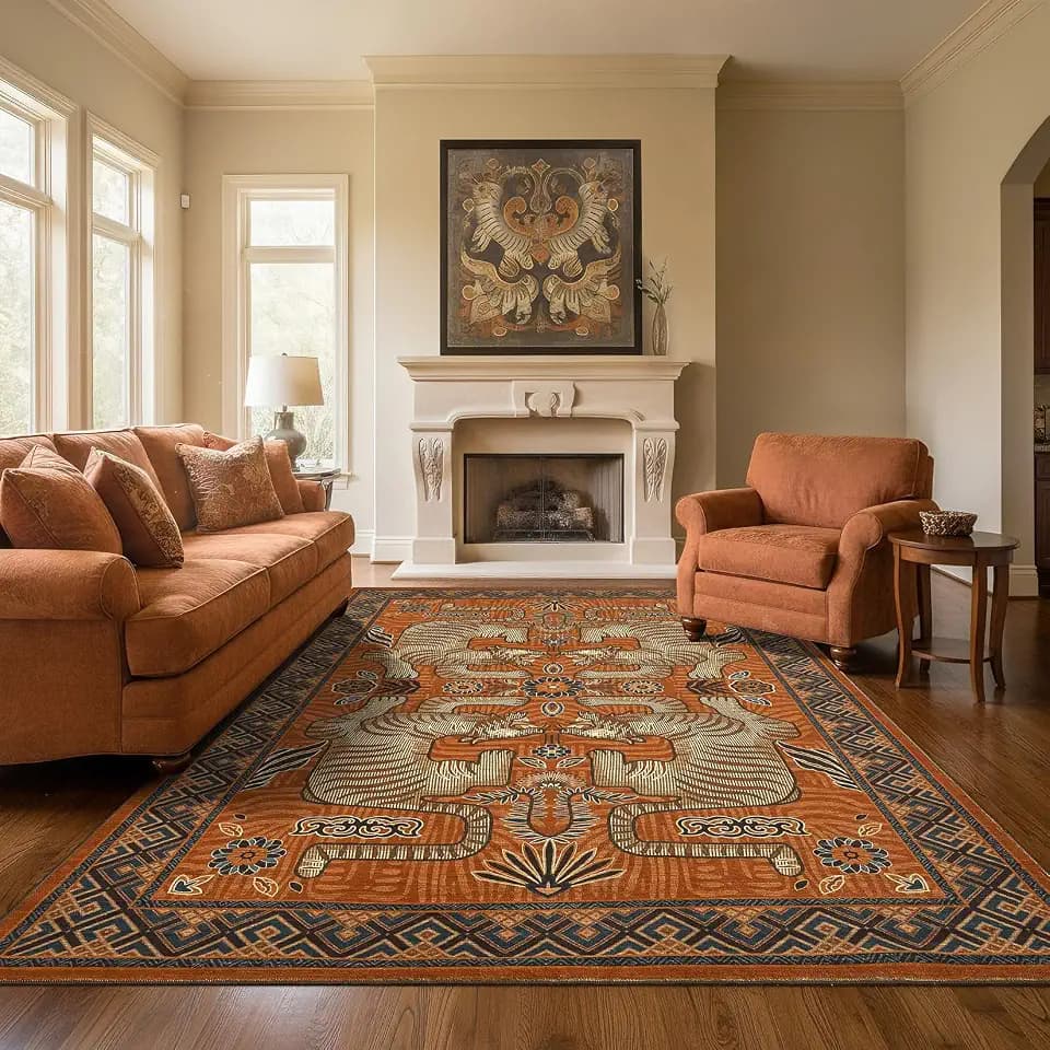 GarveeHome Tiger 8x10 Area Rugs Boho Washable Vintage Non Slip Living Room