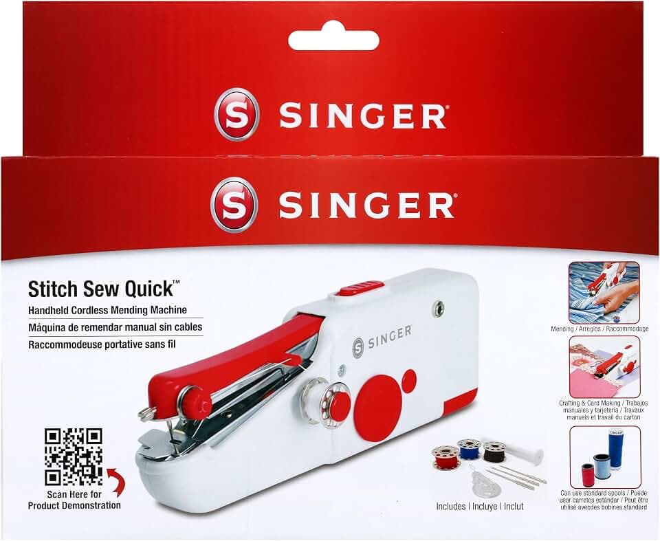 Tragbare Mini Nähmaschine Singer Stitch Sew Quick – Ideal für schnelle Reparaturen zu Hause und unterwegs