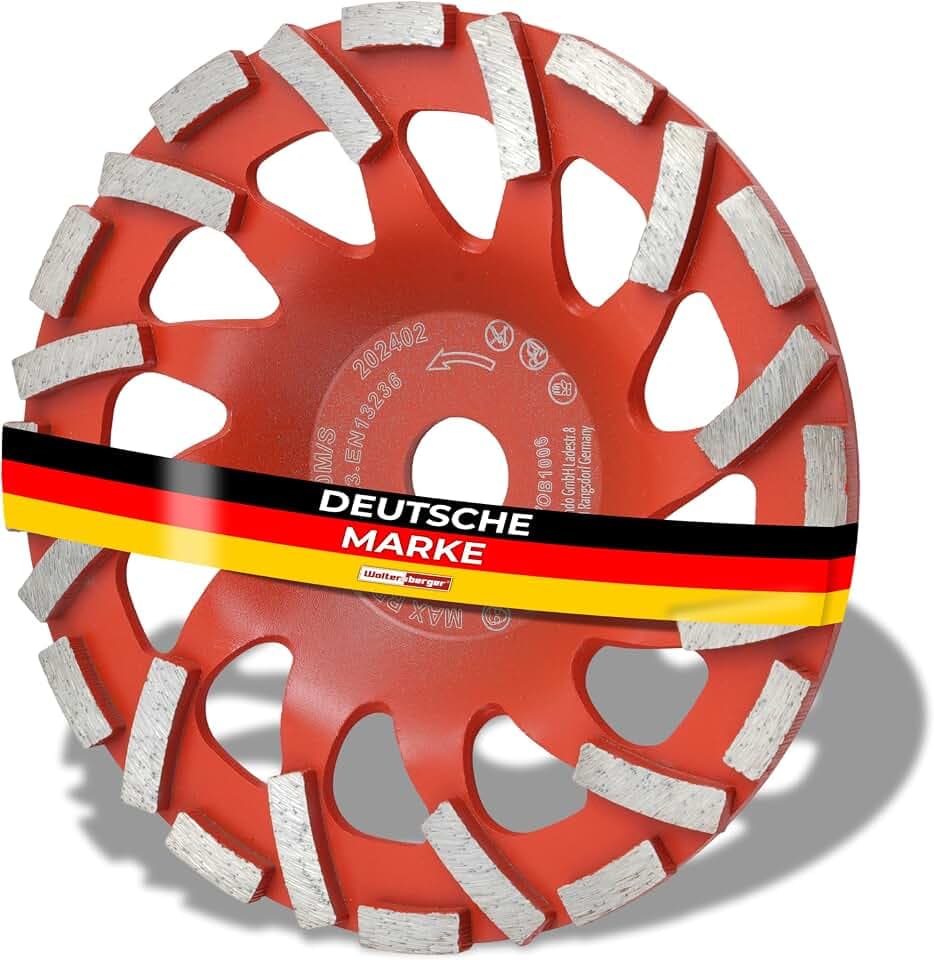 Woltersberger® Profi Diamant Schleiftopf 180 mm x 22,23 mm Schleifteller für Schleifarbeiten mit Beton und harten Baustoffen Granit Naturstein Estrich Putz Marmor Markenqualität