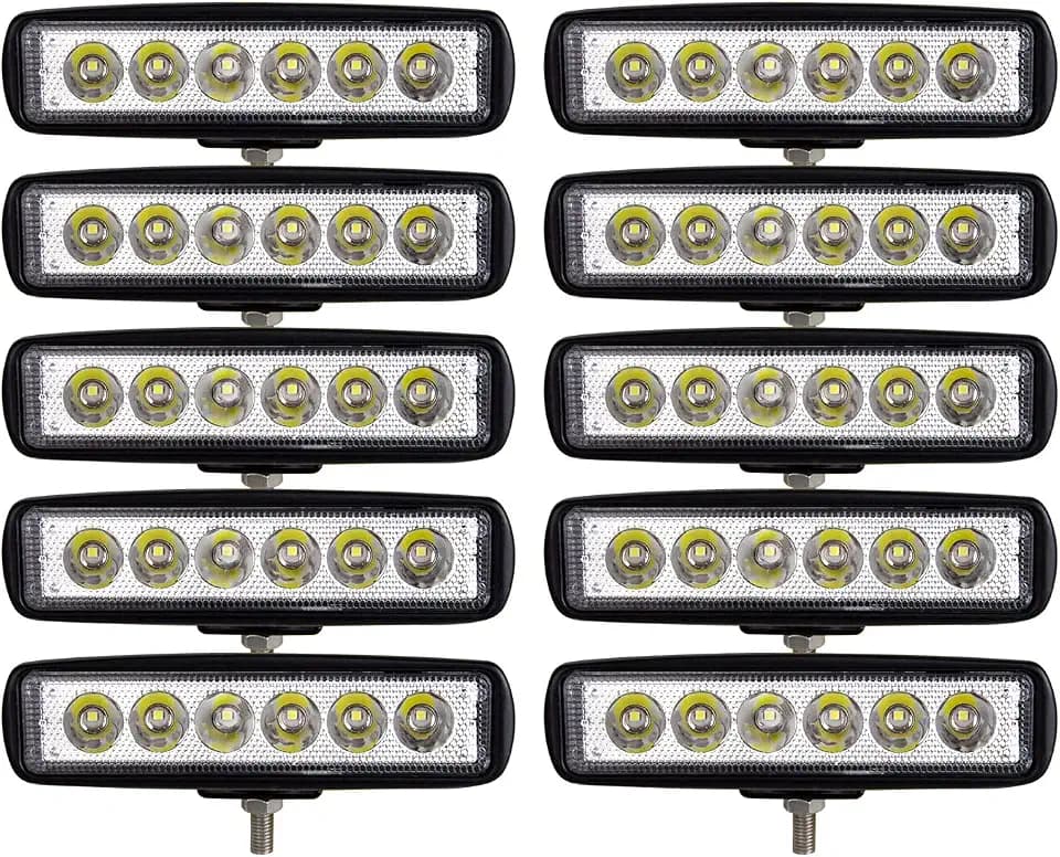 Willpower 10pcs 18W 6 Inch LED Work Light Spot Beam Single Row LED Light Bar 12V 24V Super Slim Offroad Driving Lights Fog Lamps for Truck Tractor Boat 4x4 Car SUV ATV