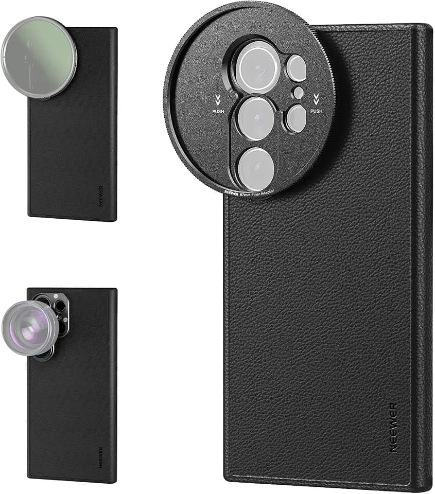 NEEWER S25 Ultra Case, Schutzhülle aus Kunstleder mit 17mm Objektivanschlüssen und 67mm Filteradapter für Videoaufnahmen, kompatibel mit Samsung Galaxy S25 Ultra und MagSafe Ladegeräten, PA092