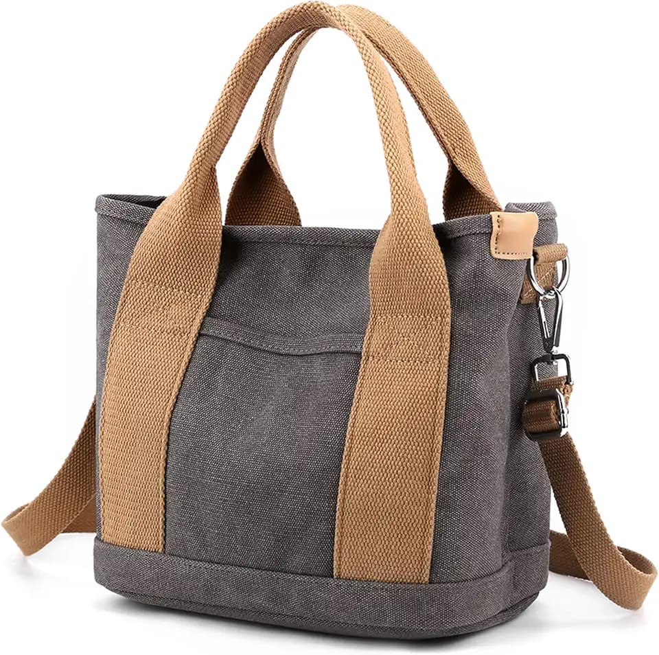 Handbag for Women Multi-Pockets, Canvas Tote Shoulder Bags with Zipper, Satchel Hobo Bag for Travel Work