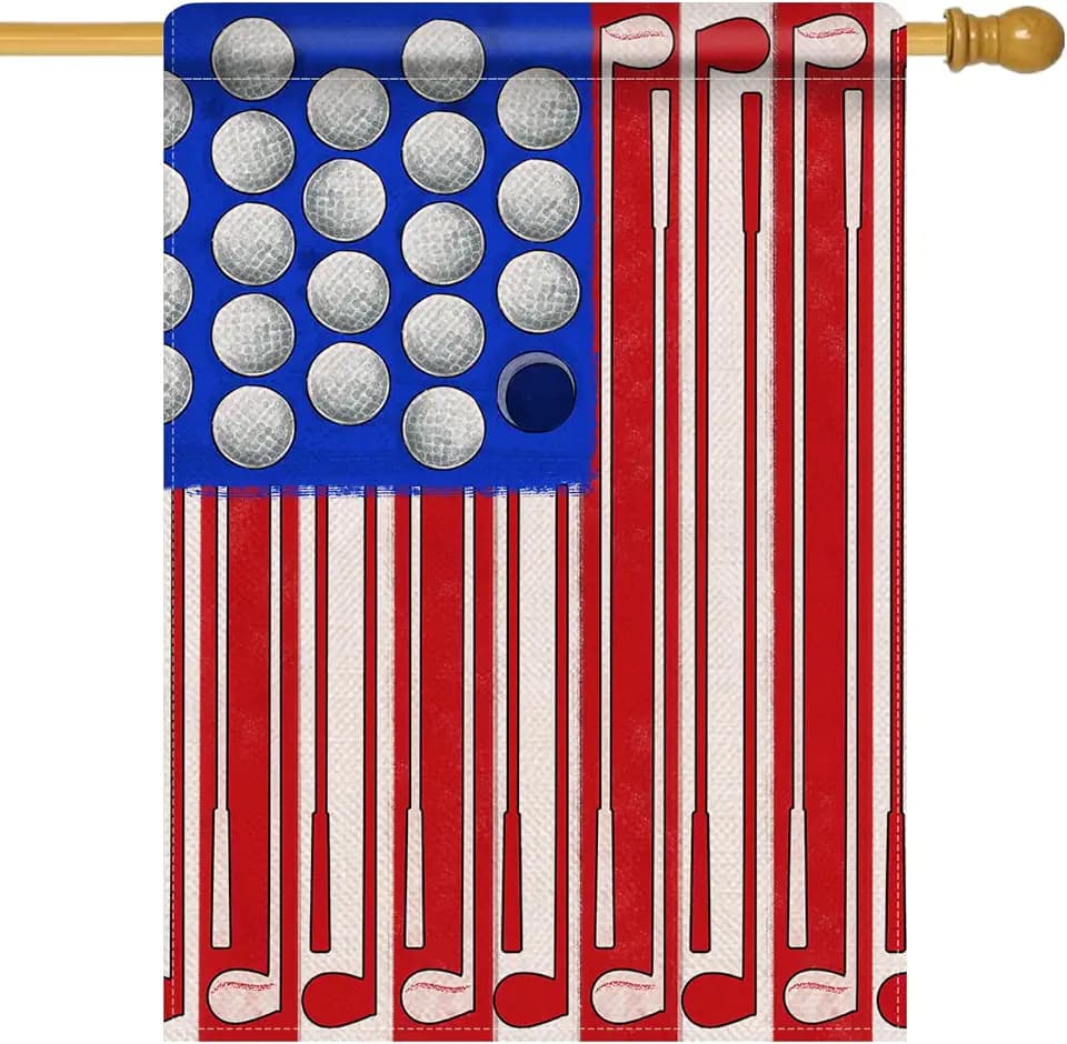 Artofy 4th of July Golf Ball Patriotic Large Decorative House Flag, America