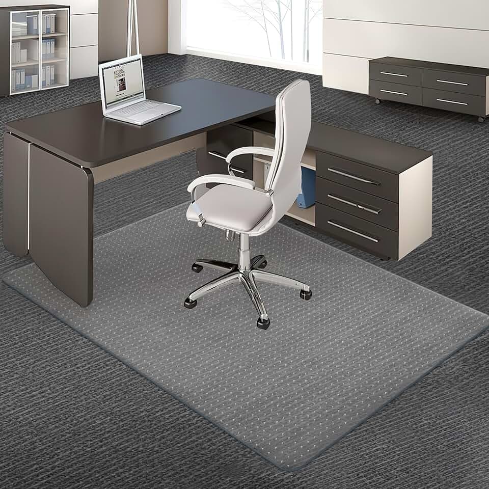 BesWin Office Chair Mat for Carpeted Floors, 45'' x 53'', Clear