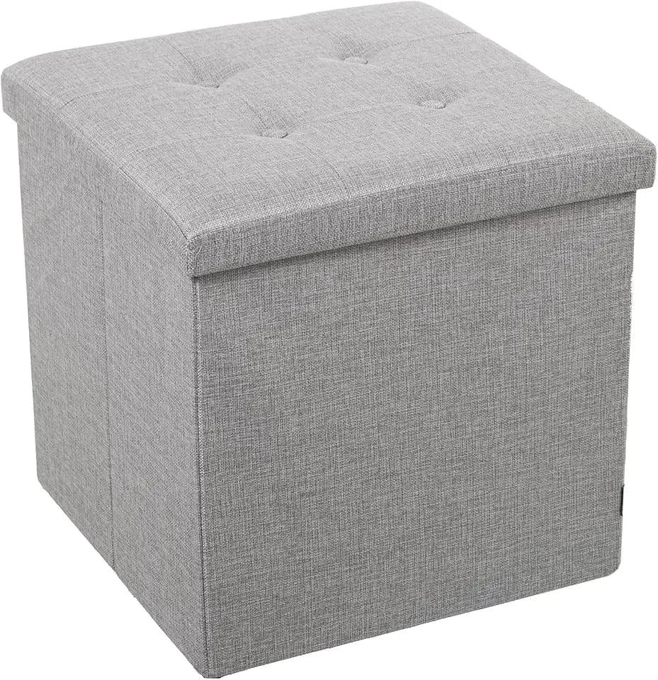 PUF PLEGABLE POLIESTER GRIS ALMACENAJE_45X45X45CM