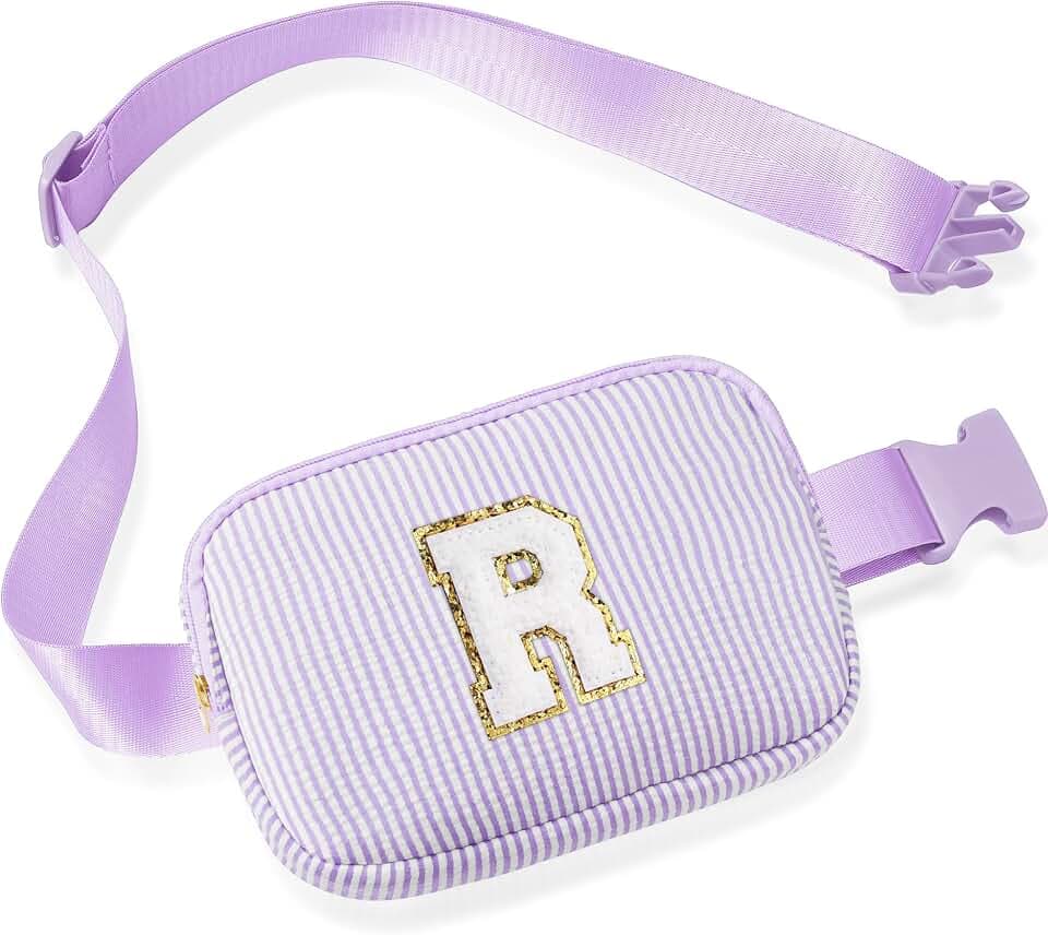 Parima Buchstaben Bauchtasche Mädchen Ostern - Lila Bauchtasche Damen Verstellbaren Gurt Gürteltasche Personalisierte Geschenke für Frauen Ostern Geschenke für Kinder Mädchen Buchstaben A Gürteltasche