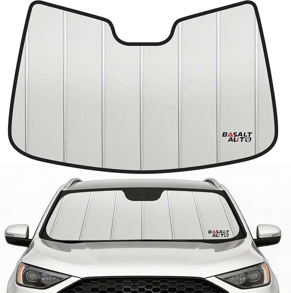 2015-2024 Edge Windshield Sun Shade Compatible for 2015-2024 Ford Edge Upgraded 6 Layers Accordion-Folding Front Sun Visor with Storage Bag Keep Interior Cool