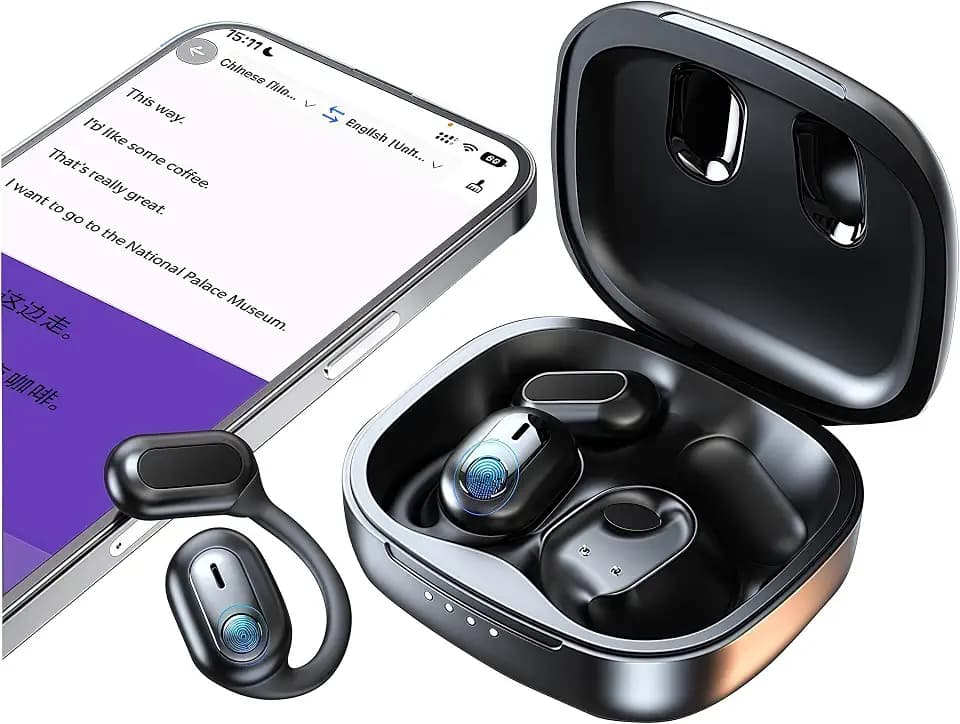 Ai Kopfhörer Übersetzer, 2025 Übersetzungskopfhörer, 144+ Sprachen Kopfhörer Übersetzer Echtzeit mit App, Bluetooth-übersetzungs-ohrhörer für iOS und Android, Reisen und Business (Schwarz)