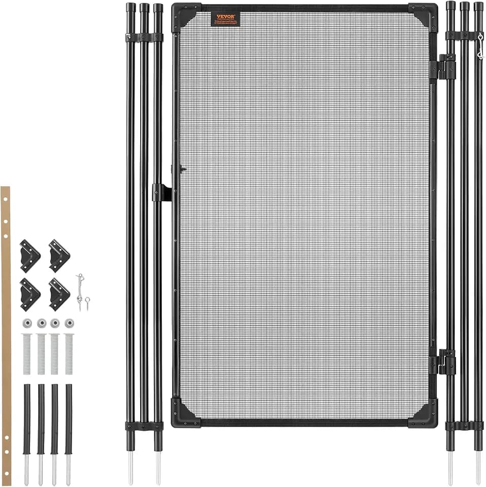 VEVOR Pool Fence, 4 x 2.5 FT Pool Gate for Inground Pools, Pool Safety Fence Gate Kit with Stainless Steel Latch, Removable Child Safety Pool Fencing, Black, 4FTx2.5FT