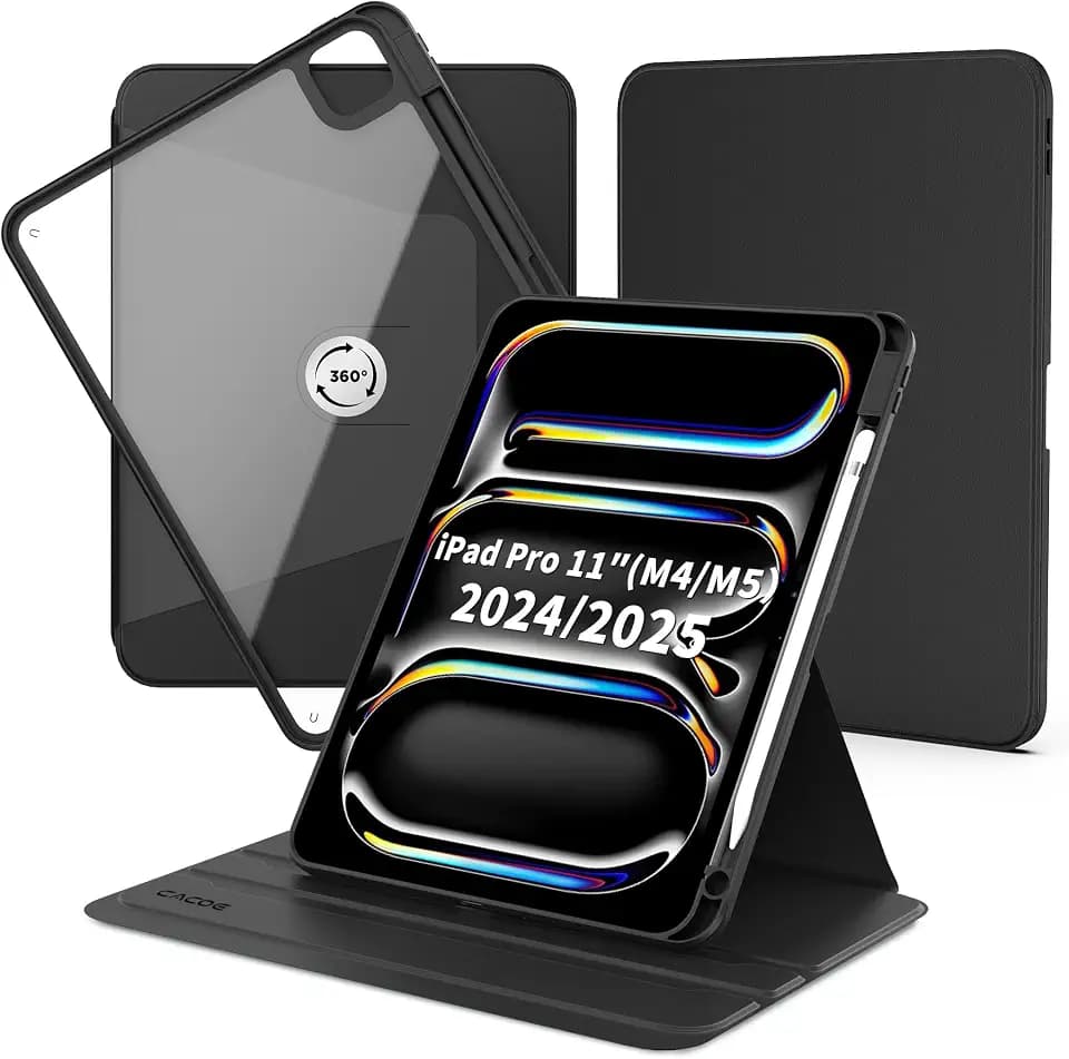 CACOE Drehbare Hülle iPad Pro 11" M5/M4 2025/2024 mit Stifthalter