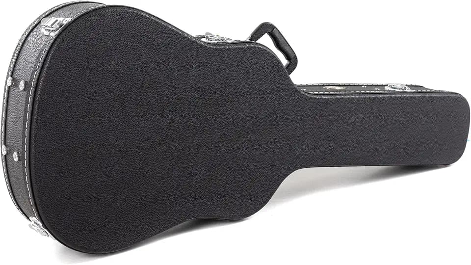 GEWA Gitarrenetui Konzertgitarre Flat Top Economy - Holzkern - flacher Deckel - mattschwarzer Kunstlederbezug - verchromte Schlösser - Zubehörfach - innen schwarzer Samt - Kunststoff-Griff