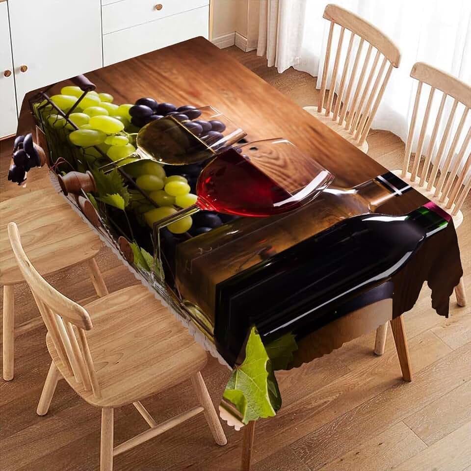 Red White Wine Rectangle Tablecloth Washable 54 x 72 Inch
