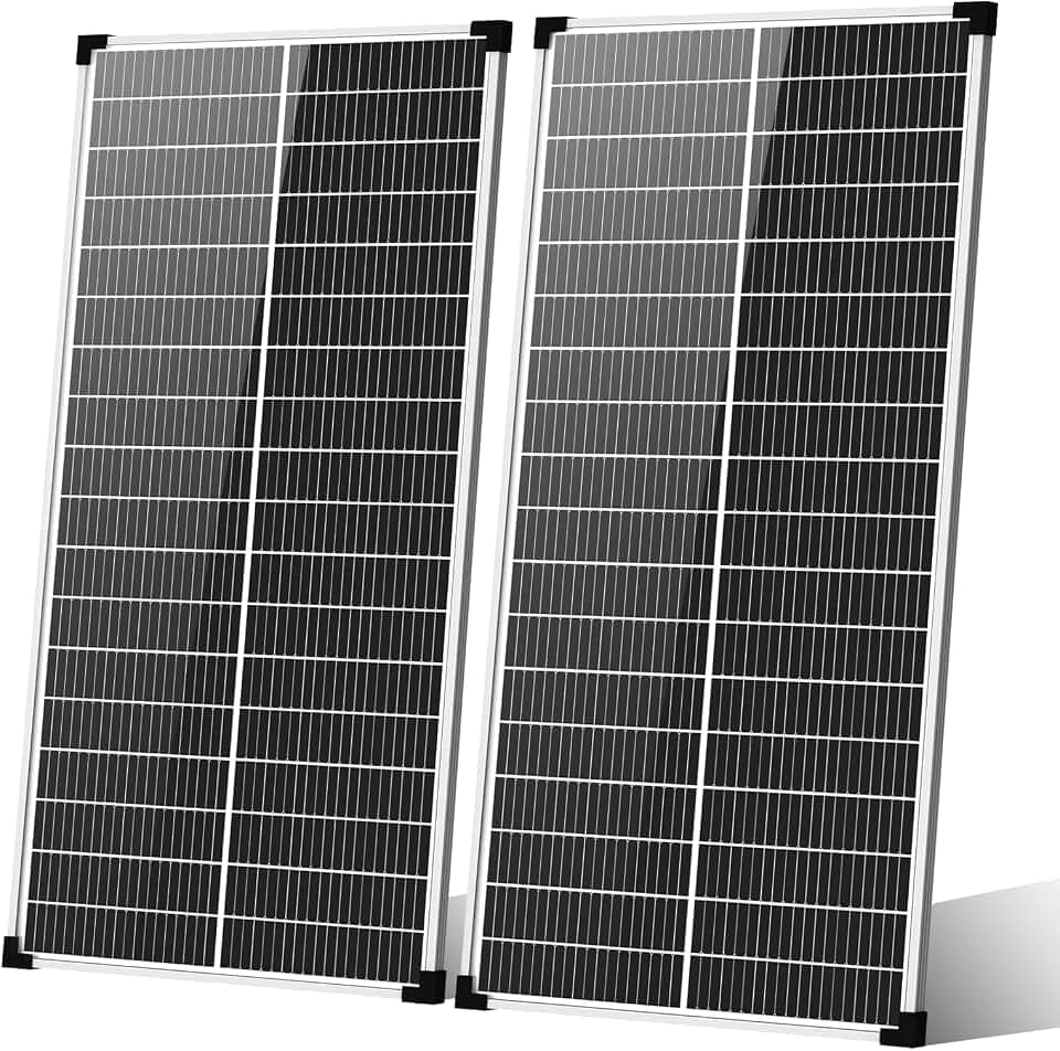 Solar Panels 200 Watt, 2PCS 100 Watt Solar Panel 18V N-Type 16BB Grade A+ Cells 25% High-Efficiency, PV Solar Panel for RV Marine Rooftop Farm Battery and Other Off-Grid Applications