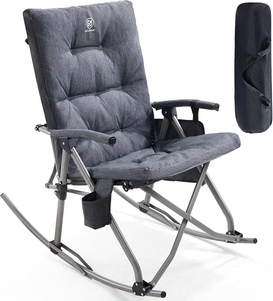 EVER ADVANCED Oversized Folding Rocking Camping Chair, Padded