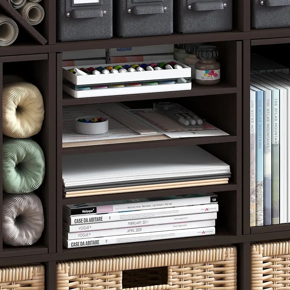 Furinno Cubicle 3-Shelf Cube Insert, Cube Organizer, Black Oak