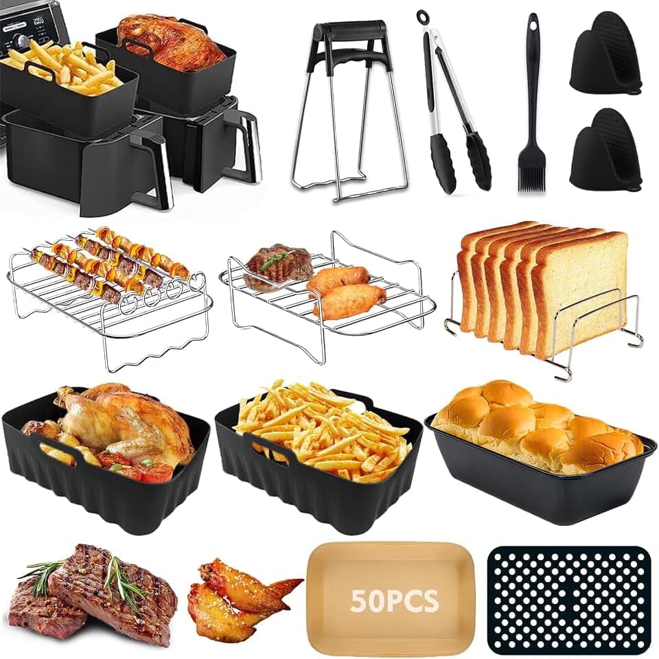 HLElUKT Heißluftfritteuse Zubehör für Ninia, Airfryer Zubehör für Ninja Foodi Max Dual Zone Heißluftfritteuse AF400EU AF451EU AF300EU 7.6L-9.5L, Silikonform für Ninja heißluftfritteuse