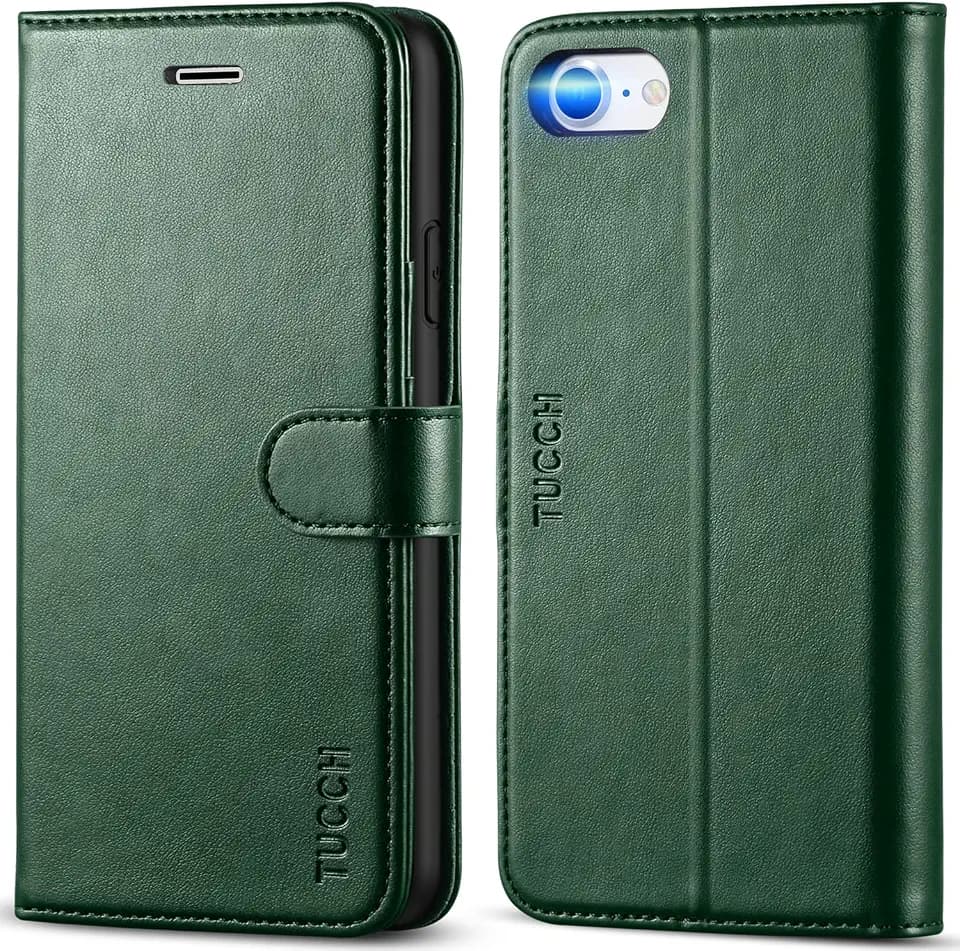 TUCCH Case Wallet for iPhone SE 2022/SE 2020/iPhone 8/7, Midnight Green