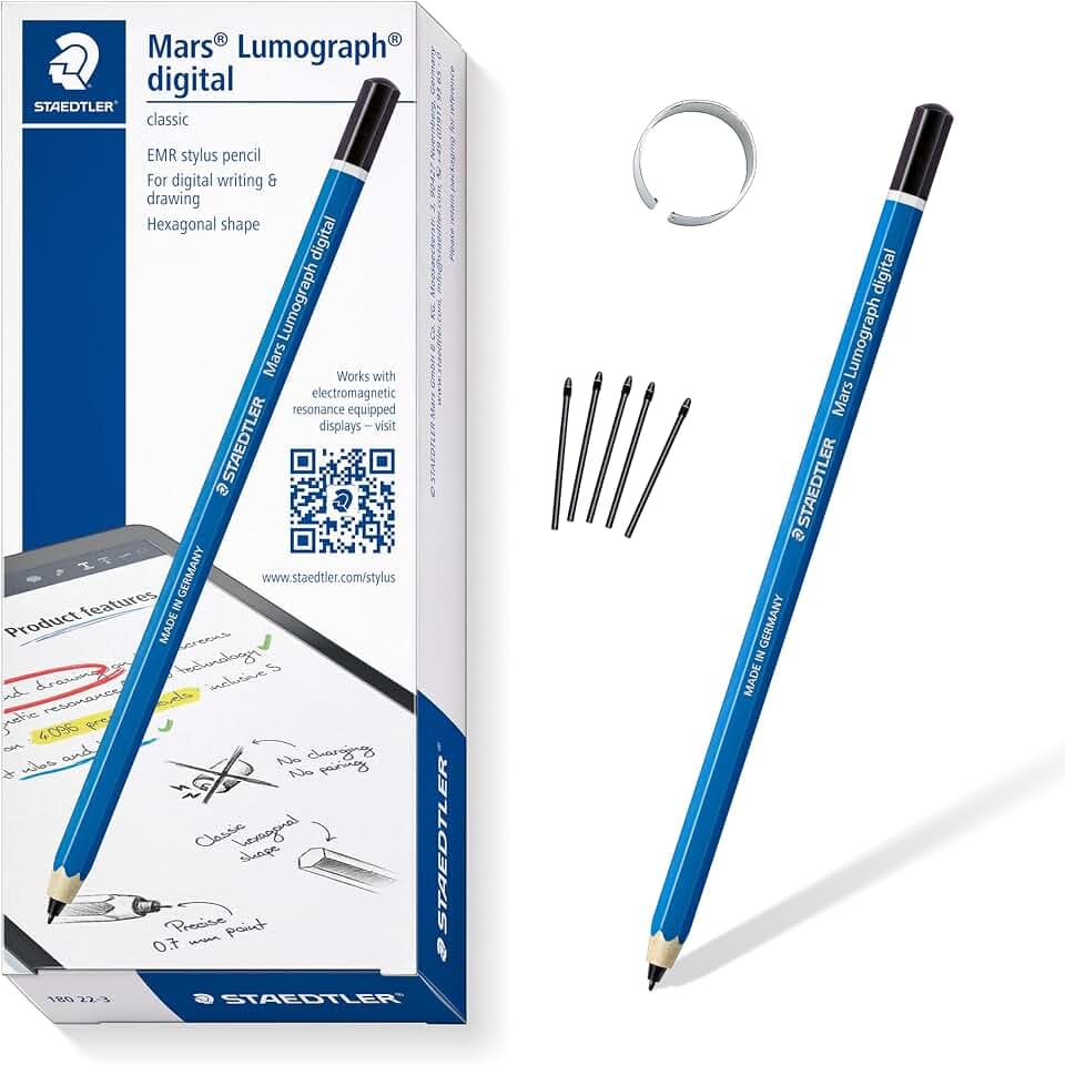 Staedtler Mars Lumograph digital classic 180 22. EMR Stylus. Eingabestift für digitales Schreiben und Zeichnen auf EMR Touchscreens (Klassische Sechskant-Form, 4.096 Druckstufen, feine 0.7 mm Spitze)
