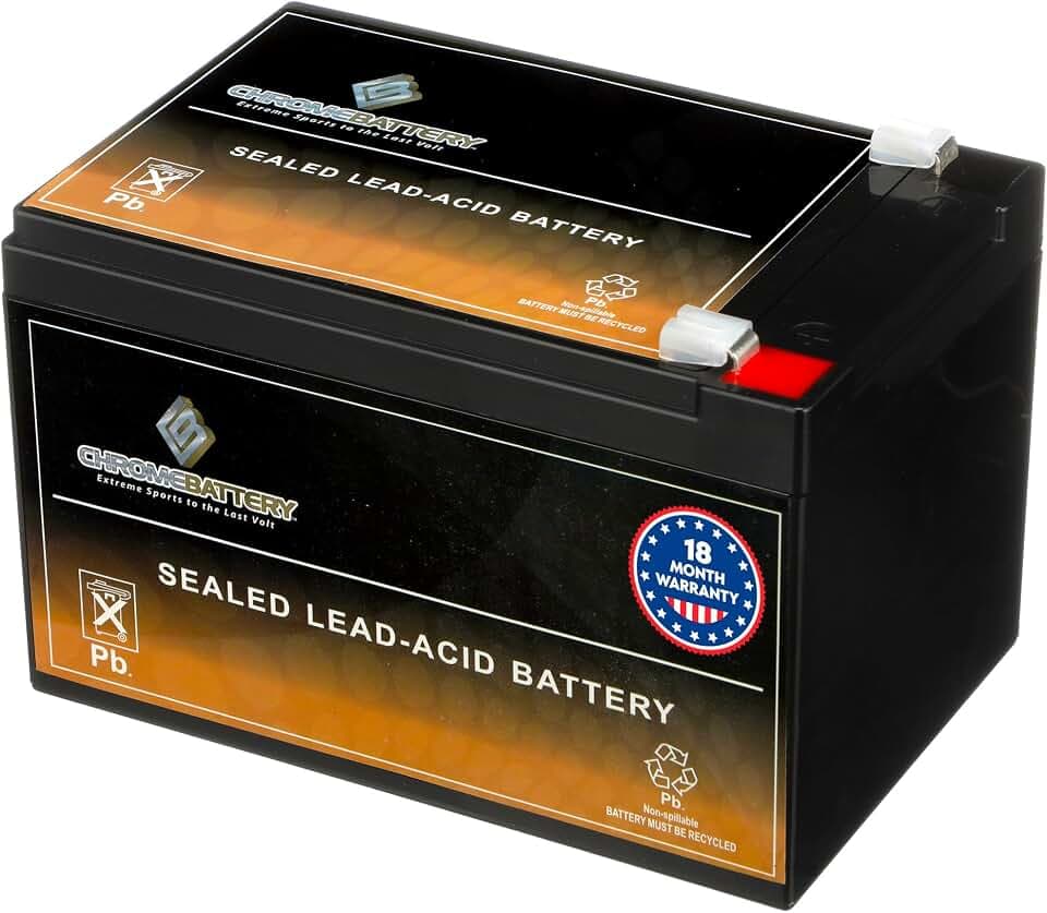 CB CHROMEBATTERY 12V 14AH Sealed Lead Acid (SLA) Rechargeable Battery – F2 Terminal – Deep Cycle Design – for UPS, Alarms, Emergency Lighting, Scooters, Ride-On Toys, Solar & More
