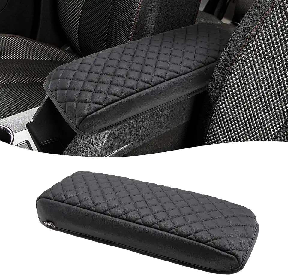KBH Center Console Armrest Cover for Chevy Equinox, GMC Terrain 2010 2011 2012 2013 2014 2015 2016 2017, Middle Console Lid Protector, Arm Rest Cushion Pad, Vinyl Leather, Black