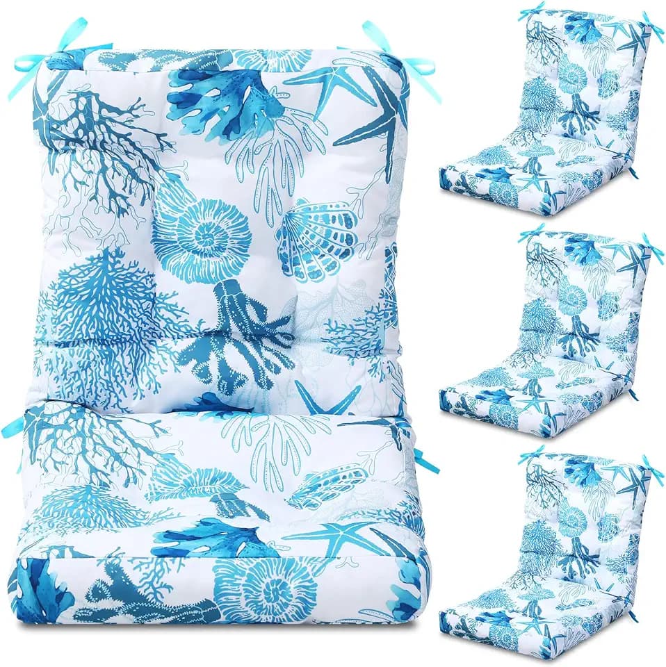 Hoteam 4 Set Outdoor Patio Chair Cushions 20 x 42 in, Ocean