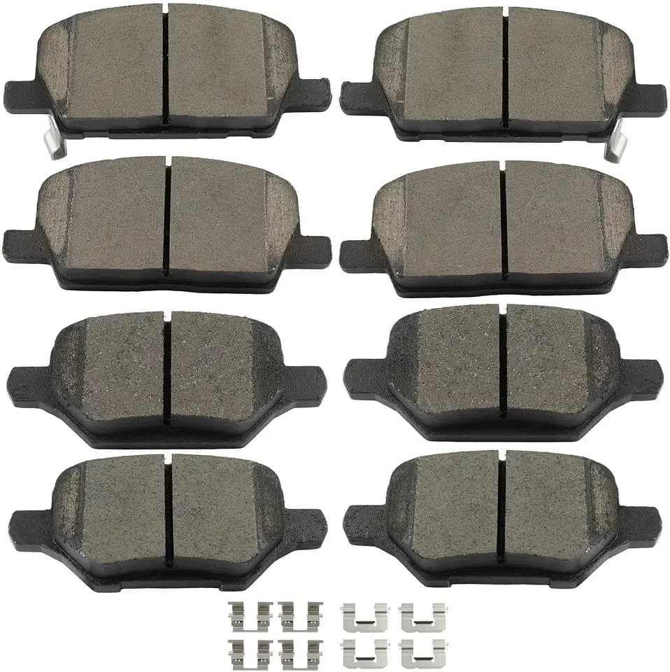 SCITOO D2019 D2168 8pcs Front Rear Ceramic Brake Pads Sets w/Hardware