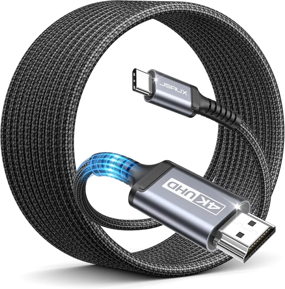 JSAUX USB C auf HDMI Kabel 4M, 4K@60Hz für iPhone 17/16, MacBook, S25, Grau