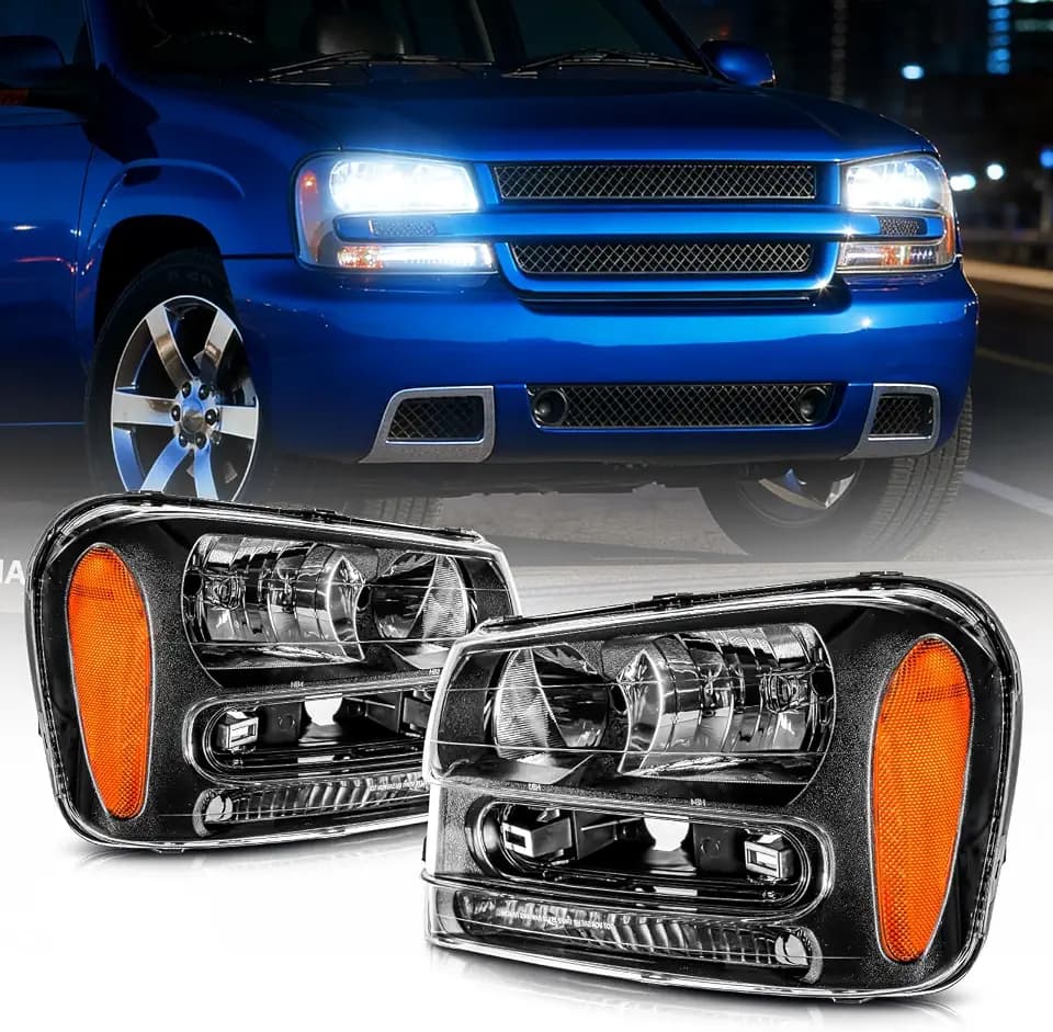PHILTOP Headlight Assembly Fit for 2002-2008 Chevy Trailblazer LS